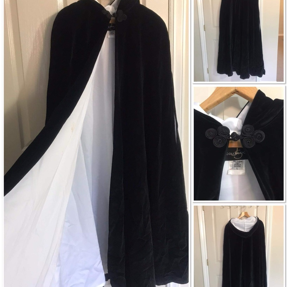 JS Collections Black Velvet Cape Size L